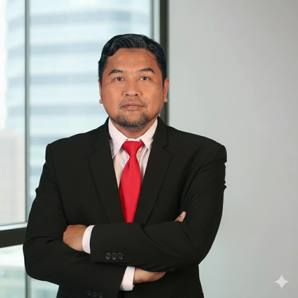 Foto profesional Imanudin, Partner Kantor Hukum dengan penampilan formal dan sikap tegas